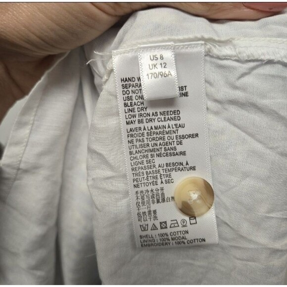 Anthropologie Kismet White & Blue Striped Eyelet Midi Shirt Dress Size 8 Women’s - Picture 8 of 10